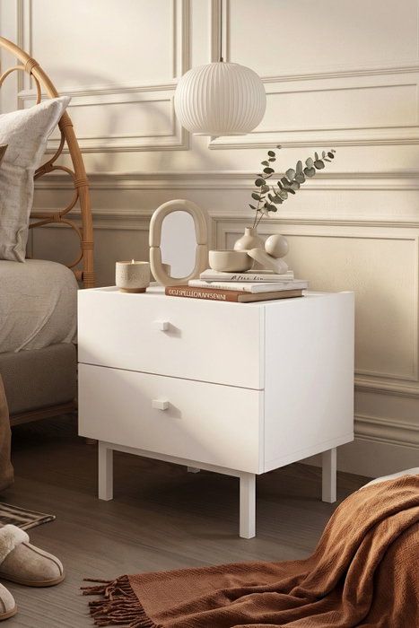 Hanah Home Luke - LK1-W Mesita de noche Blanca